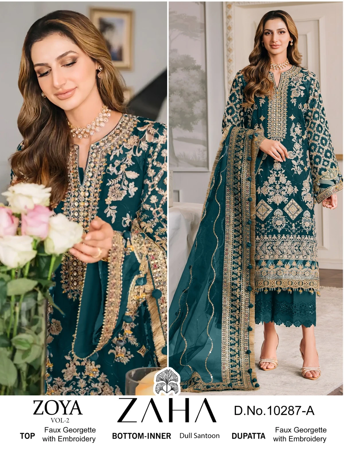 Zaha Zoya Vol 2 Georgette Wholesale Pakistani Salwar Suit Catalog — Wholesale Salwar Suits, MPA wholesale from Surat — view 13